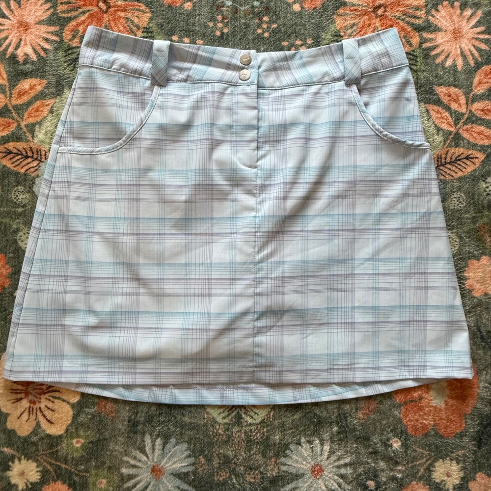 Nike Golf Dri-FIT Plaid Skort Blue Purple Checkered Tennis Skirt Size 8